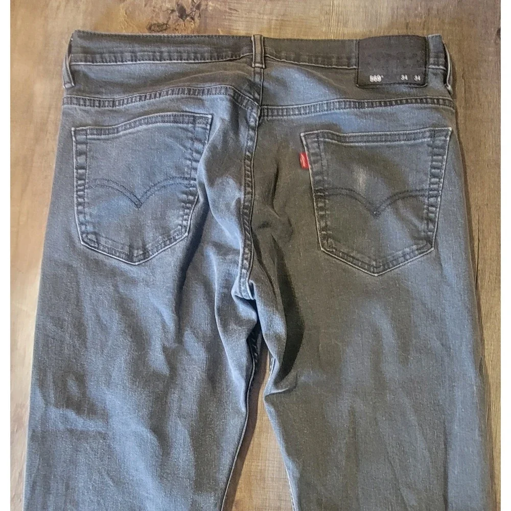 Levi's 569 Loose Fit Straight Mens 34x34 Black Faded Cotton Denim Jeans